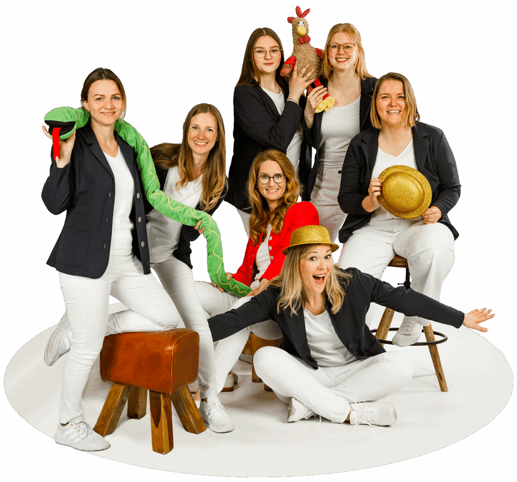 Zweites Teambild der Augenpraxis Weyhe mit Dr. Fabia Müller-Groh und 6 Mitarbeiterinnen
